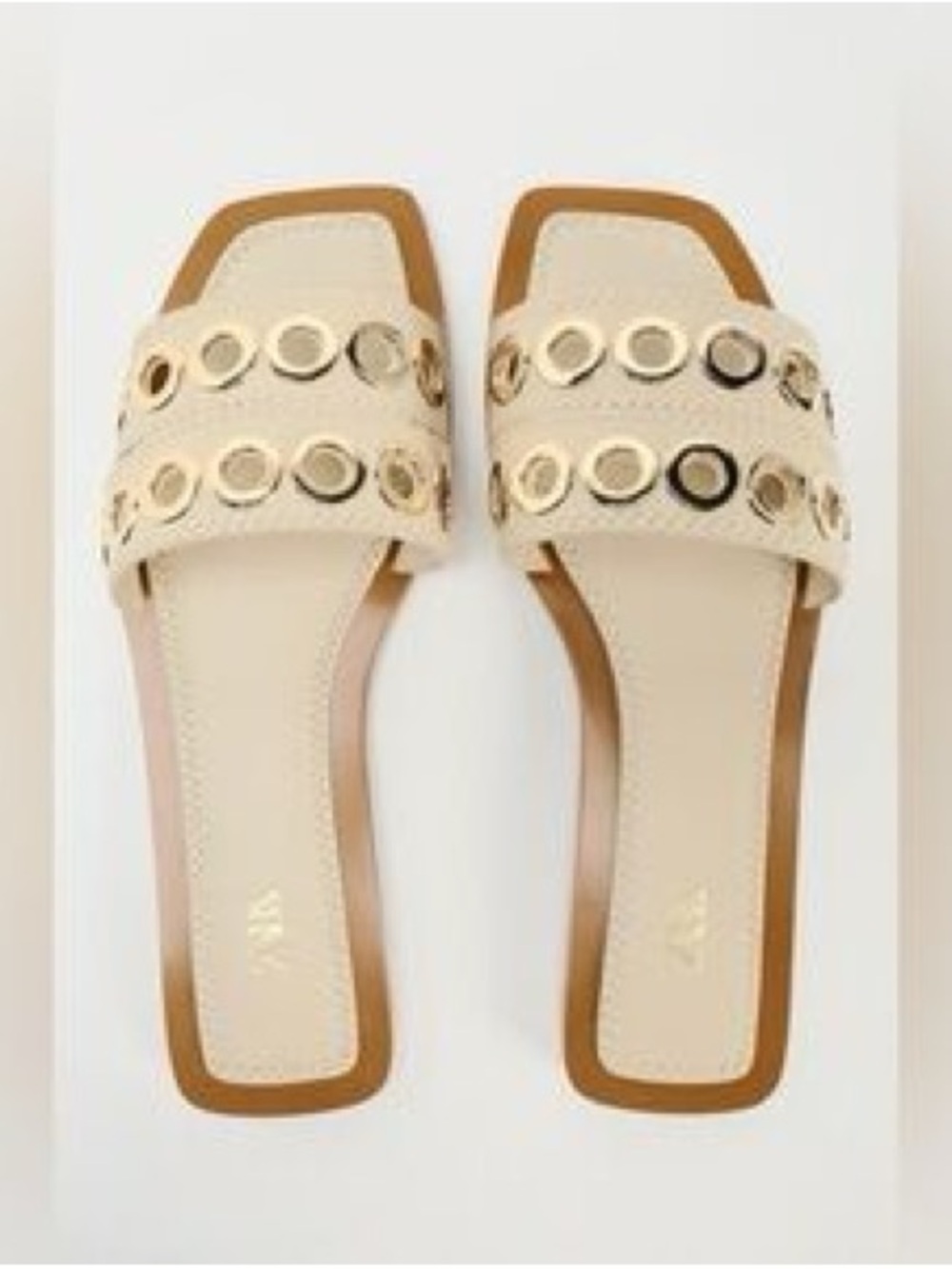 ZARA METAL APPLIQUÉS FLAT LEATHER SANDALS (size 9)